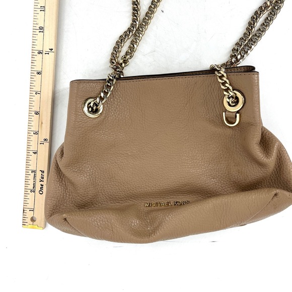 Michael Kors Jet‎ Set Leather Chain Strap Shoulder Bag Taupe Gold Hardware - Picture 4 of 7